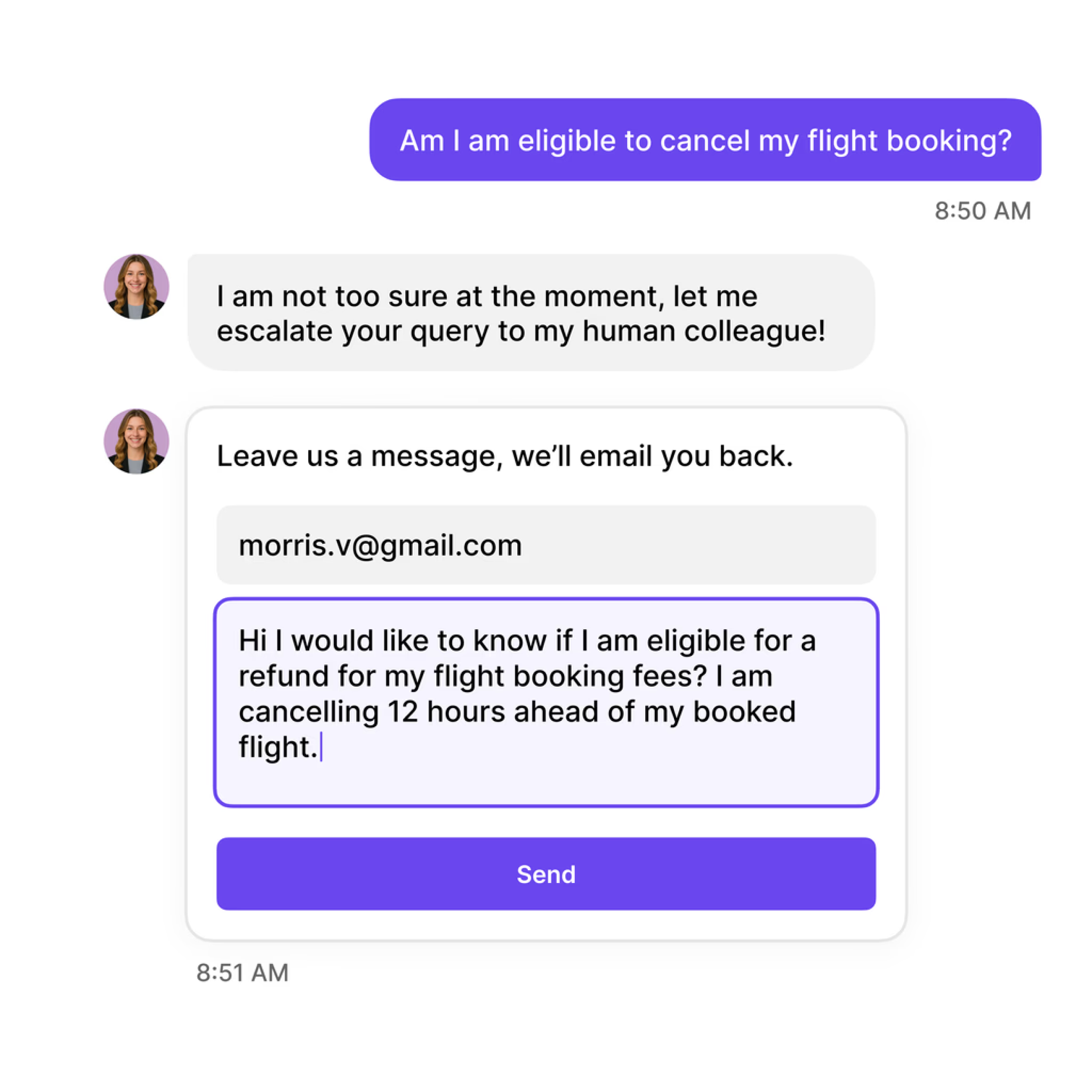 Enrutamiento inteligente a soporte por correo o chat en vivo